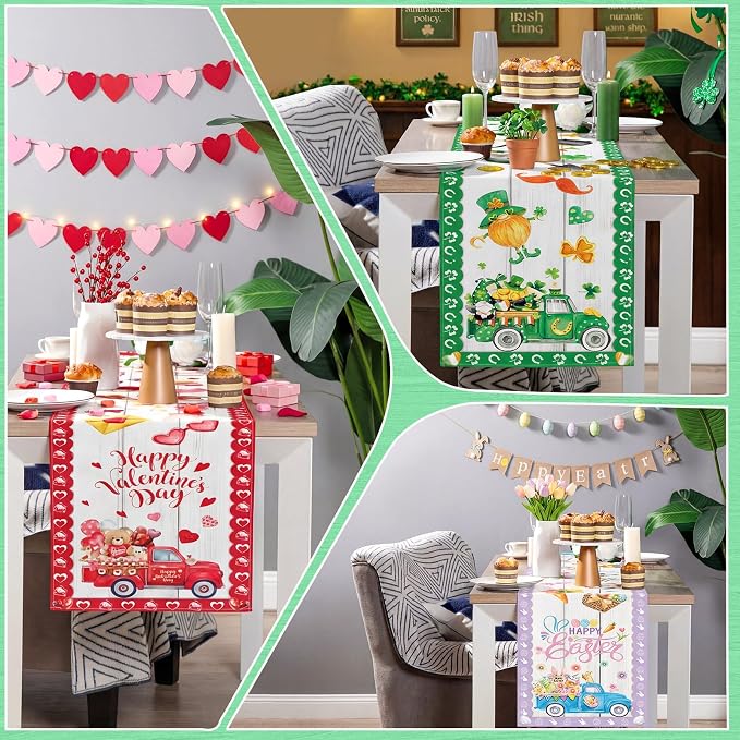 LemonRoad 12 Pcs Holiday Table Runner 72 Inches Seasonal Truck Table Decor - Image 7