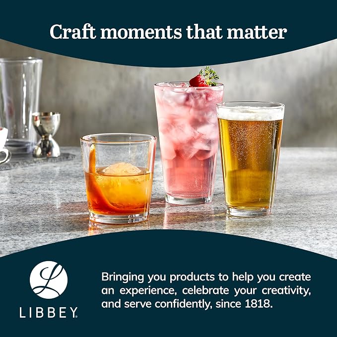 Libbey Bar Essentials Double Old Fashioned Glasses, 12 oz, Modern Rocks Glass - Image 6
