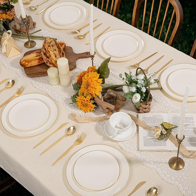 PULOTE 60 PCS Ivory Plastic Plates - Image 9