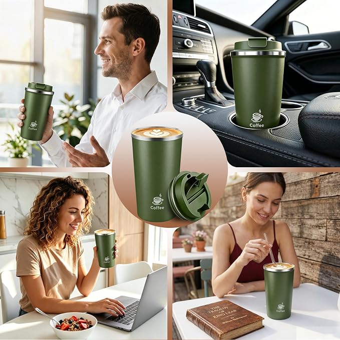 17oz Travel Coffee Mug, Leakproof Vacuum Coffee Cup Insulated Tumbler | 304 - Image 8