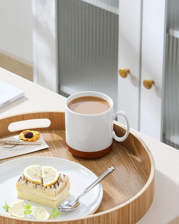 MALACASA 12oz Ceramic Coffee Mugs Set of 4, Stackable Coffee Cups - Image 9