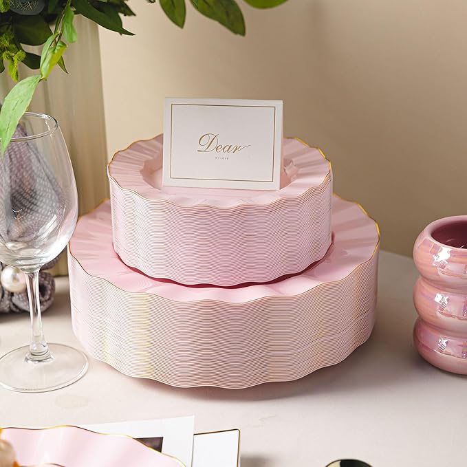 120PCS Pink Plastic Plates, Wavy Plates - Image 7