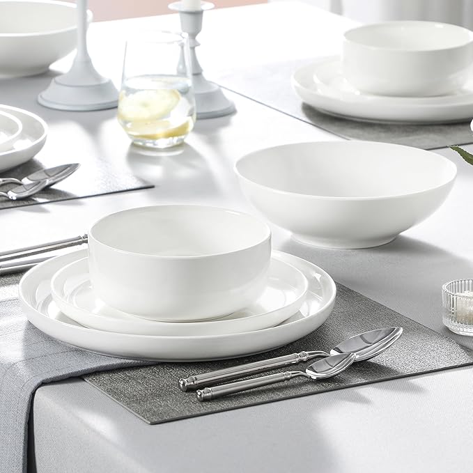 MALACASA 24 Pcs Porcelain Plates and Bowls Sets, Dinnerware Set - Image 9