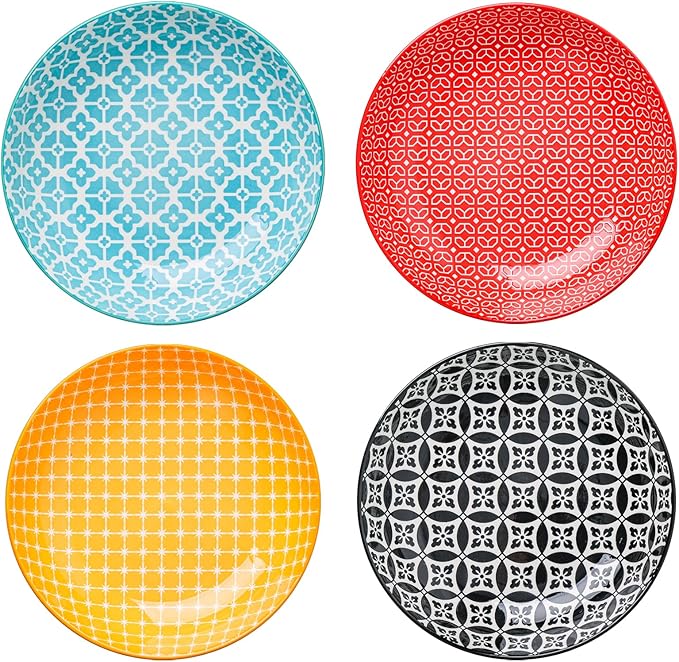 DOWAN 8.5" Vibrant Pasta, Salad & Soup Serving Bowls Set of 4, Embossed Large - Image 9