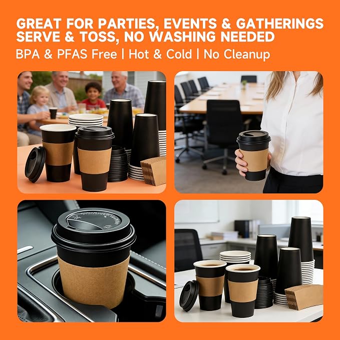METAPRINT 500 Pack 12 oz Disposable Coffee Cups - Image 6