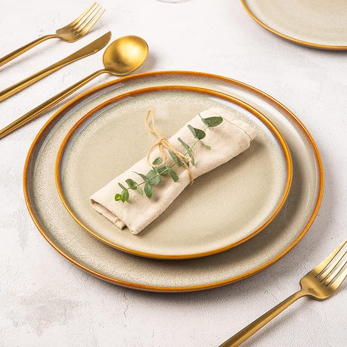 LERATIO Ceramic Plate Set of 6, 8.5 Inch Reactive Glaze Salad Plates | Modern - Image 7