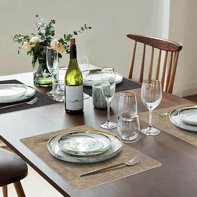 Fyvva Placemats Set of 4 Wipeable Reversible Faux Leather - Image 6