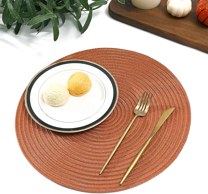 SHACOS Round Placemats Set of 8 Washable 15 inch Round Placemat Cotton - Image 9