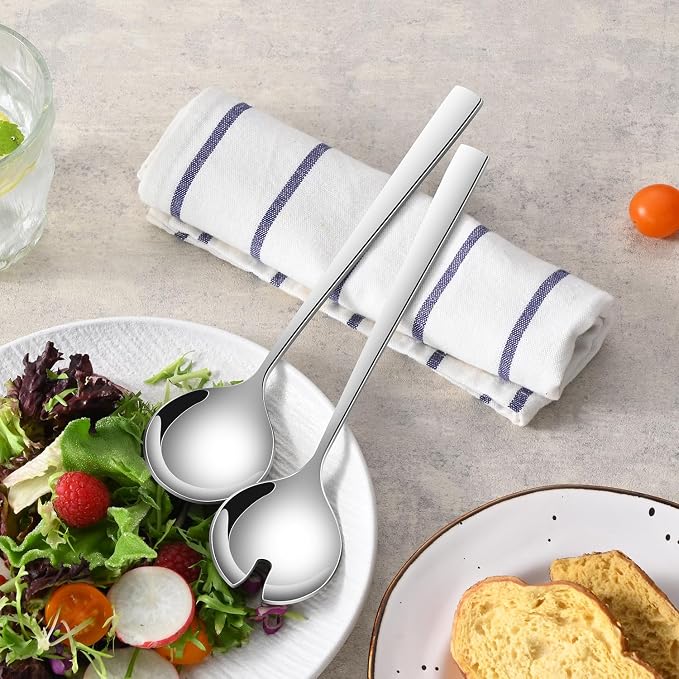 Salad Serving Utensils, 9.4 Inch Long Salad Spoon And Forks Serving Set of 2 - Image 7
