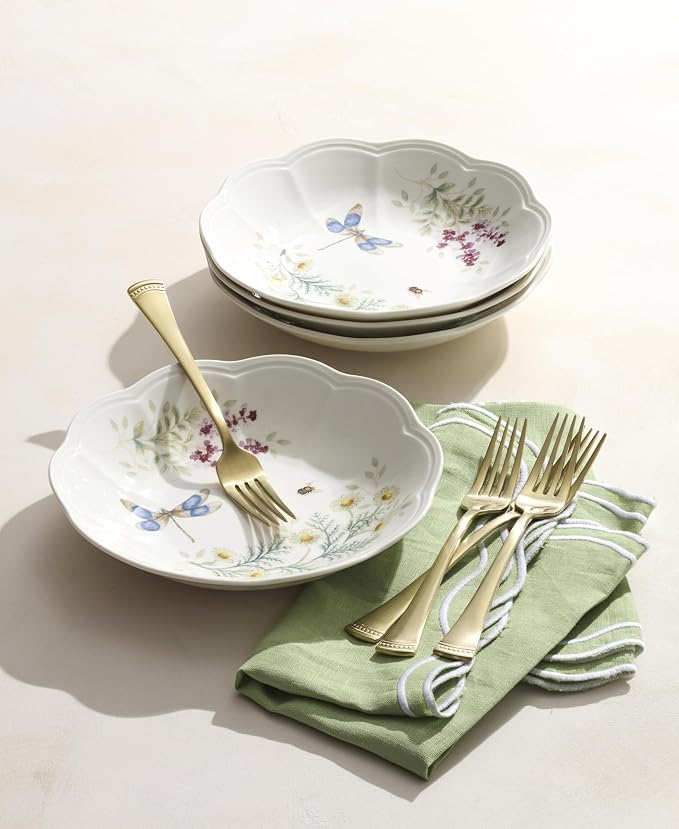 Lenox Butterfly Meadow Herbs Porcelain Pasta Bowl Set - Image 3