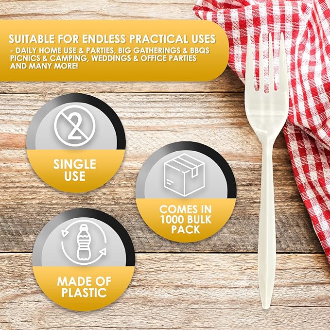 PAMI Medium Weight Disposable Plastic Forks, Bulk Pack - Image 6