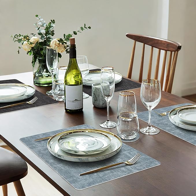 Fyvva Placemats Set of 4 Wipeable Reversible Faux Leather - Image 6