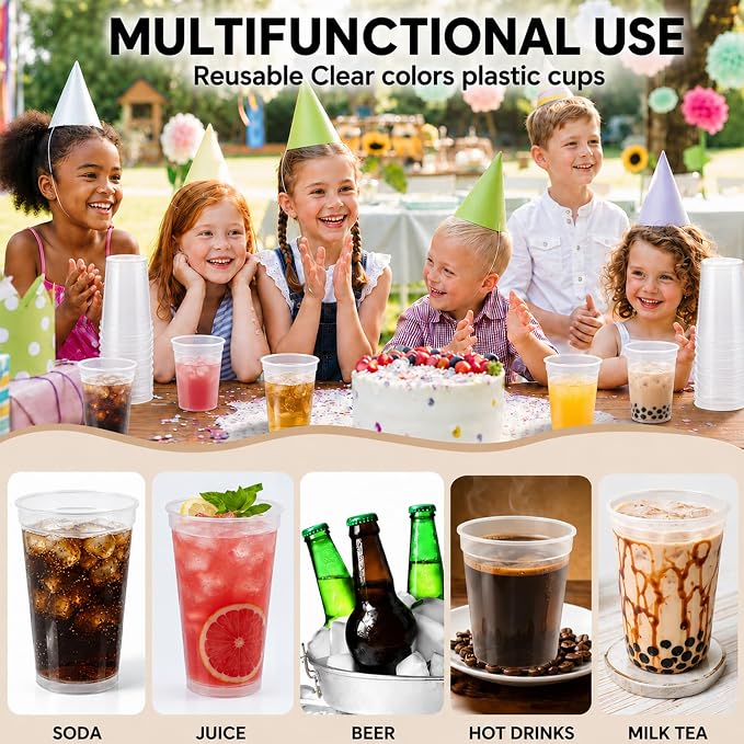 Yungyan 24 Pack 12 oz Stadium Cups Reusable Plastic Cups Blank Drink Stadium - Image 7