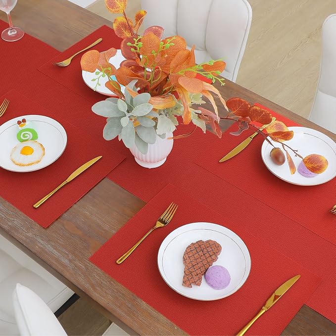 SHACOS Placemats Set of 6 Woven Vinyl Christmas Place Mats - Image 8