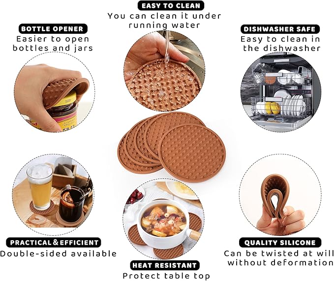 Coasters for Drinks 6 Pack Drinking Plastic Coaster - Image 7