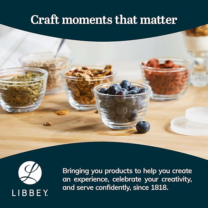 Libbey Small Glass Bowls with Lids Set of 8, Food Storage Prep Containers | Set - Image 6