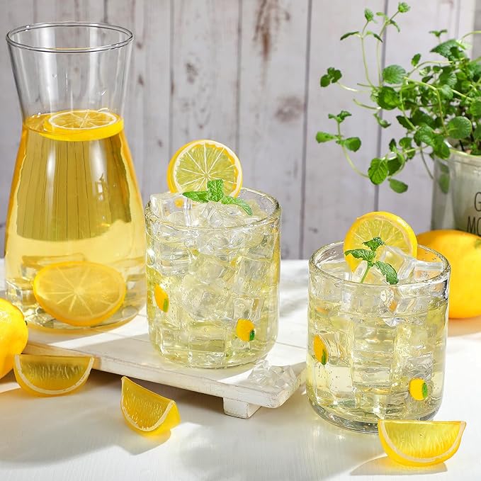 SiliFine 2 Pcs Lemon Icon Juice Glasses - 14oz Yellow Lemon Stemless Wine - Image 6