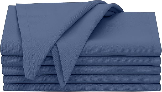 Ruvanti Cloth Napkins Set of 6, 18x18 Inches, 100% Cotton, Washable, Soft & Absorbent, Perfect for Wedding, Christmas, Thanksgiving Dinners - Bijou Blue