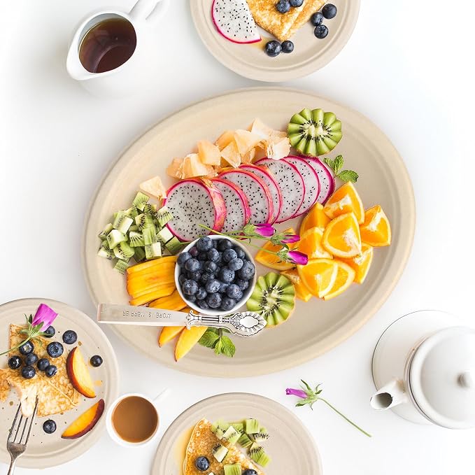 100pc Disposable Oval Paper Plates, 12.5" Biodegradable Compostable Heavy Duty - Image 7