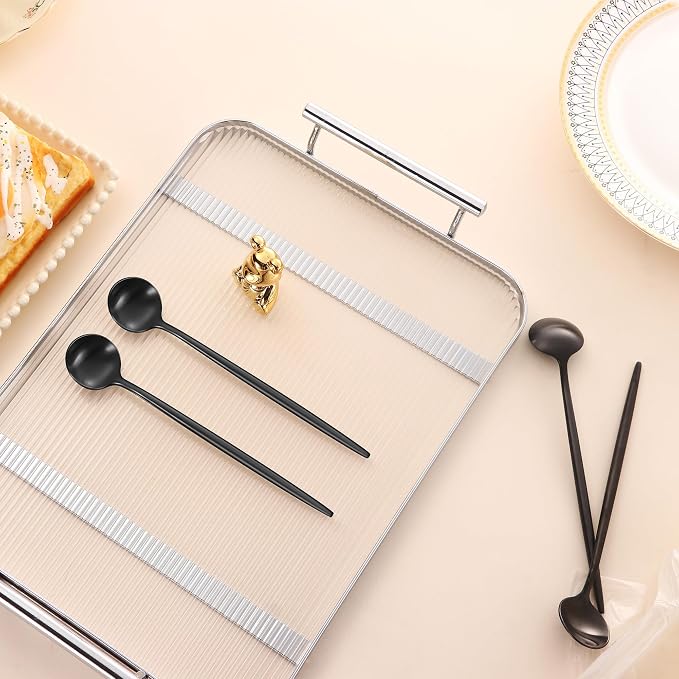 DEHOV 4 PCS 6.7 Inches Satin Black Stainless Steel 18/10 Coffee Spoons - Image 8