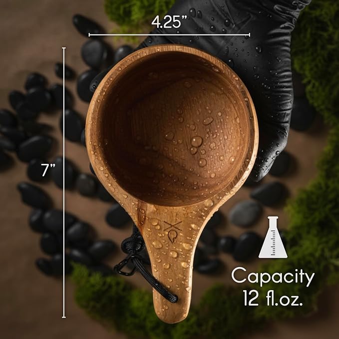 überleben | Lore Kuksa Wooden Cup – Handcarved 12oz Coffee Mug, Bowl - Image 7