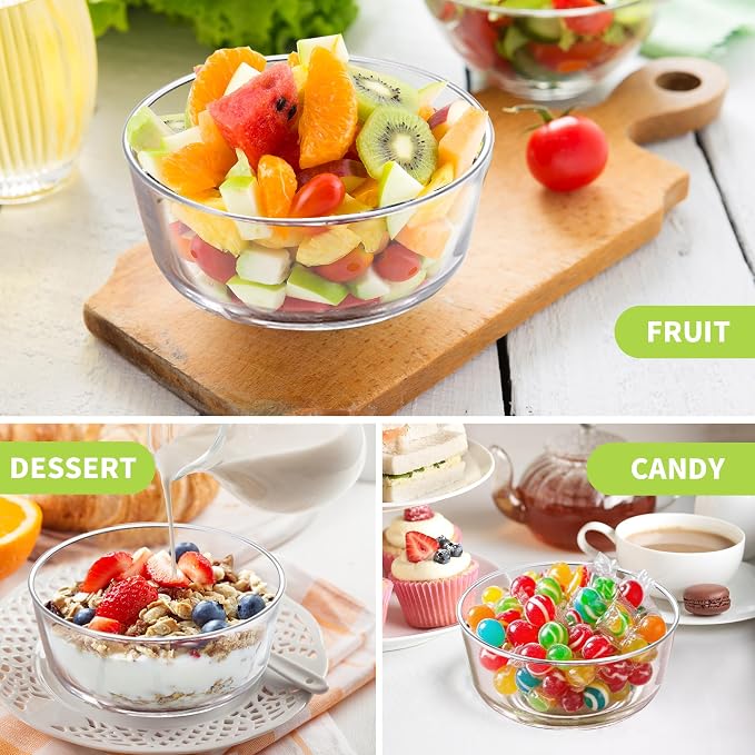 6Pcs 24oz Glass Cereal Bowls, Glass Salad Bowls | Thickened, Large Size - Image 8