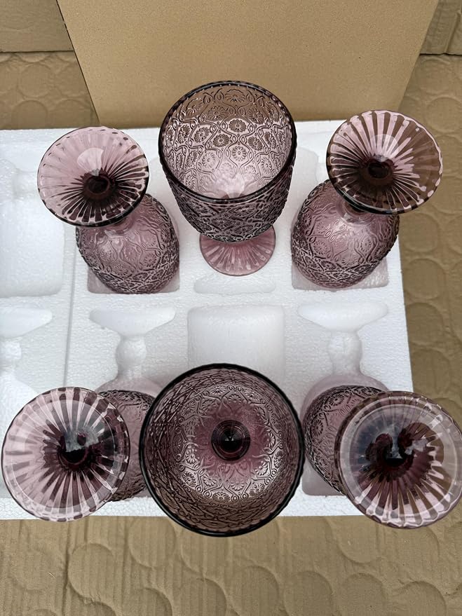 Purple pink Wine Glasses set of 6, 14 oz Purple pink Goblets Glassware - Image 8
