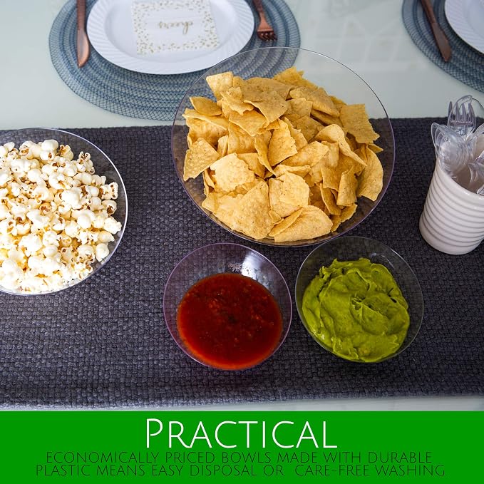 PLASTICPRO Disposable Angled Plastic Bowls Round Small Serving Bowl, Elegant - Image 9
