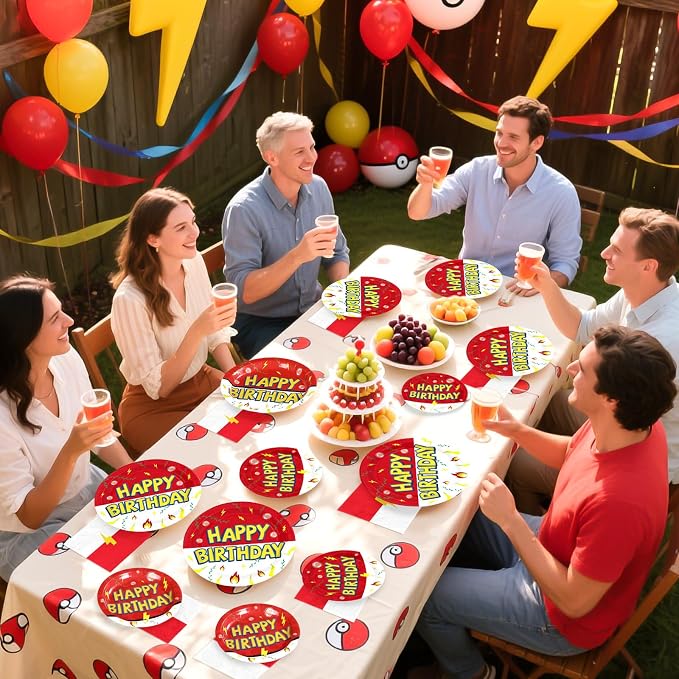 Grencian 200Pcs Cartoon Anime Happy Birthday Party Supplies, Serves 50 | - Image 8