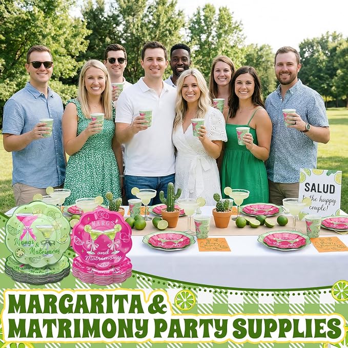 250 Pcs Margs and Matrimony Disposable Paper Plates and Napkins | Margarita - Image 6