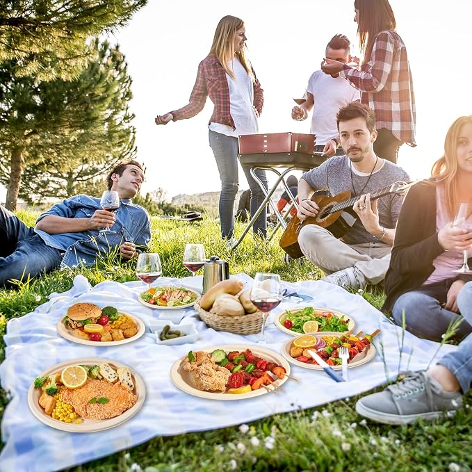 Vplus 100% Compostable Oval Paper Plates 12 inch 120 Pack, Nature | Super Strong - Image 7