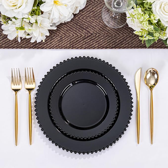 U-QE 60PCS Black Plastic Plates - Image 8