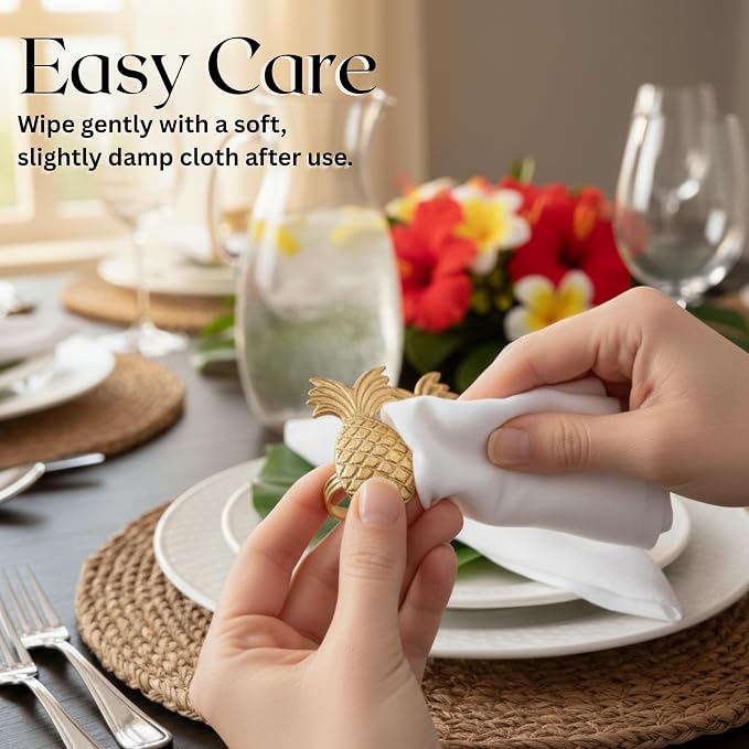 ALPHA Living HOME Set of 12 Napkin Rings Pineapple Antique Gold Bulk Elegant - Image 9