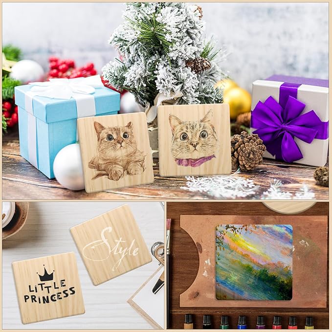 60 Pack 4 Inch Unfinished Square Wood Coasters - Image 7
