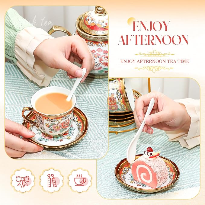 20 Pcs Porcelain Tea Set for Adults - Image 7