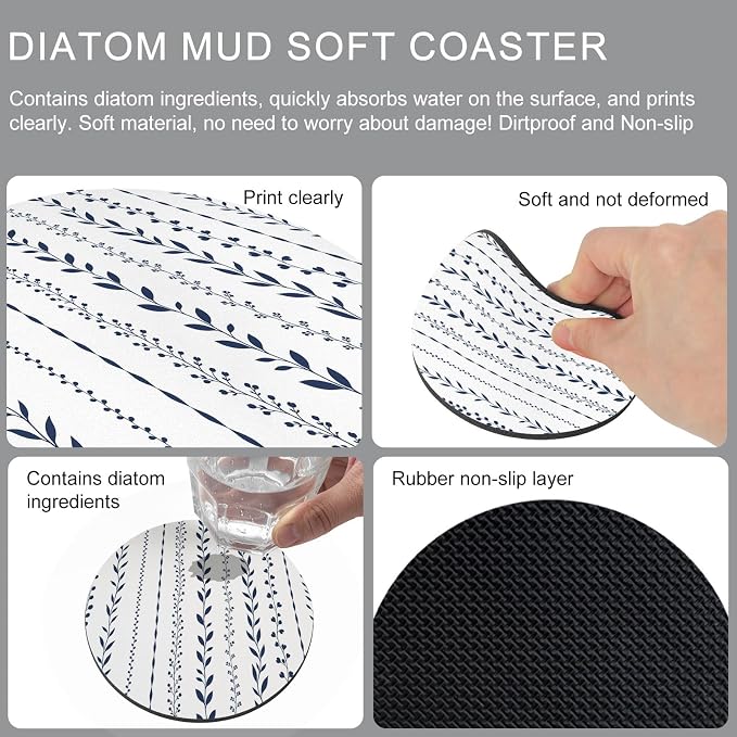 Rustic Botanical Coasters Set of 2, Absorbent Coasters - Image 9