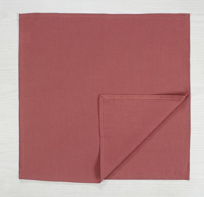 Accent Home 100% Cotton Napkins, Delicate Cloth Napkins for Dinners, Parties and Weddings,18 x 18 Inch Set of 6 - Blush