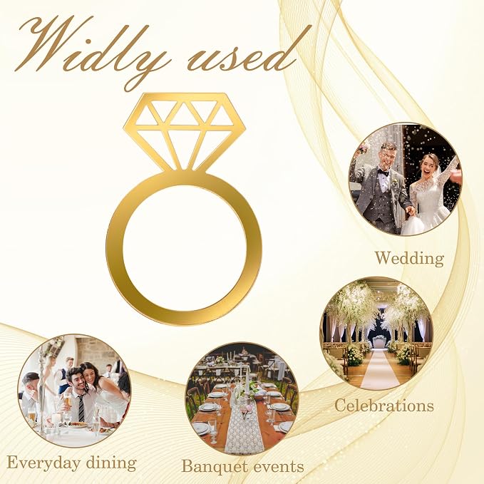 Edussy Gold Napkin Rings Set of 12, Acrylic Mirror Diamond Napkin Ring Holders - Image 7