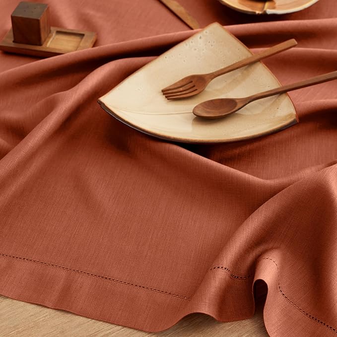 Solino Home 100% Pure Linen Table Runner Cinnamon Hemstitch, 14 x 72 in | - Image 9