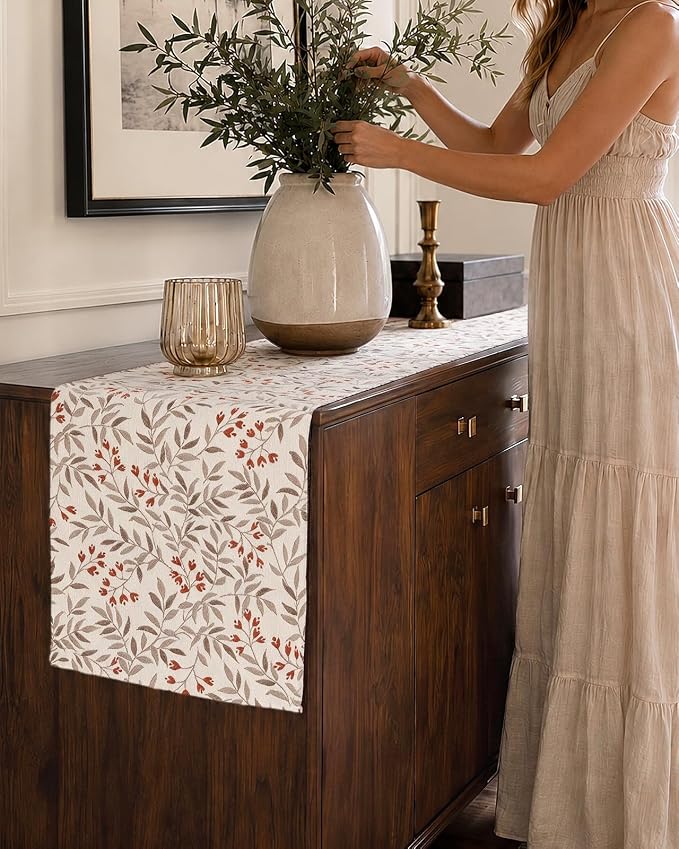 13"x 72" Jacquard Woven Chenille Table Runner, Bloom Branch | Exquisite Jacquard - Image 6