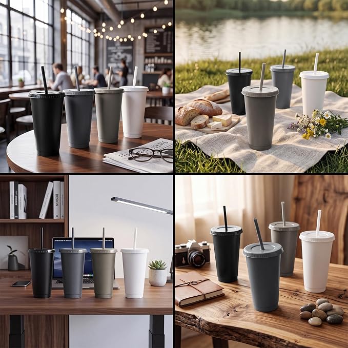 Skylety 12 Pcs Grey Plastic Cups - Image 7