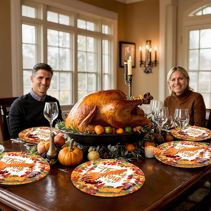 96 Pieces Happy Thanksgiving Tableware Set Party Supplies - Image 7