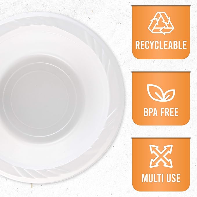 100 Count Disposable 5 ounce White Plastic Dessert Bowls - Image 6