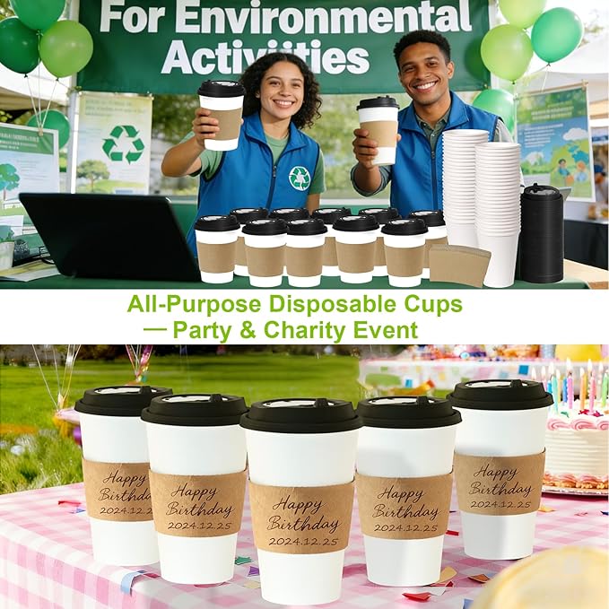 100 Pack 12 oz Disposable Coffee Cups - Image 9