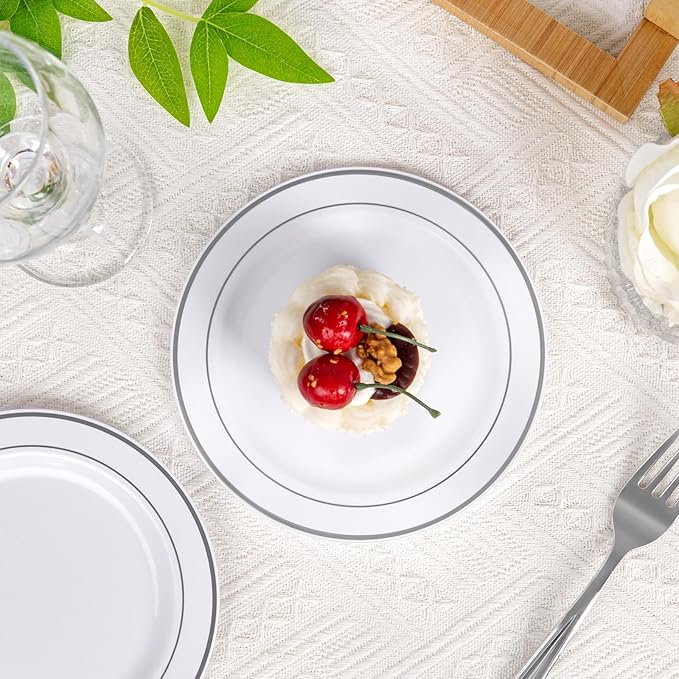bUCLA 200PCS Silver Plastic Plates - Image 9