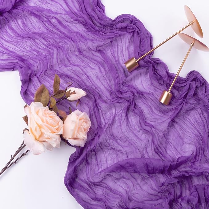 6 Pack Purple Cheesecloth Table Runner 35 x 120 Inch | Boho Gauze Fabric - Image 7