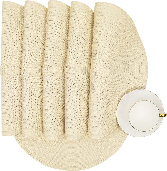 SHACOS Round Braided Placemats Set of 6 Round Table Place Mats - Image 9