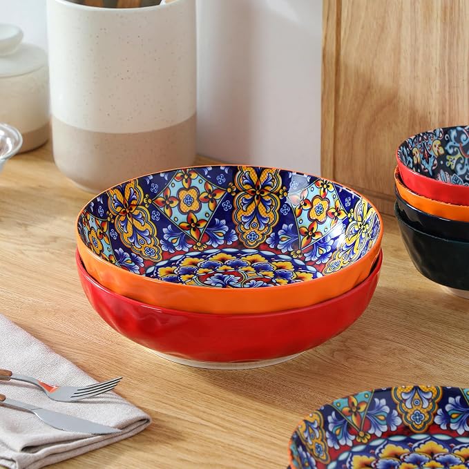 vancasso Large Serving Bowls, 78 Oz Salad Bowls Set of 2, Serving Dishes-Red | - Image 8
