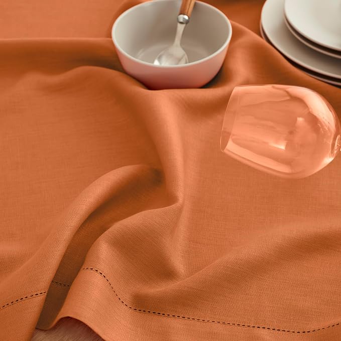 Solino Home 100% Pure Linen Dining Table Runner Pumpkin Woven, 14 x 72 in | - Image 9