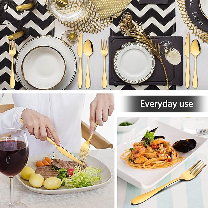 LIANYU 40-Piece Gold Silverware Set - Image 6